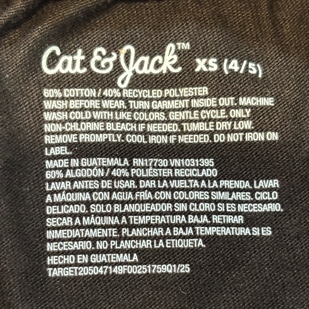 Cat & Jack Lavender Tee and Black Shorts Set Girl’s Size XS (4-5) NWT - Picture 5 of 5